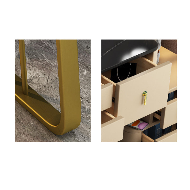 Glam Stone ijdelheidstabellen 15,74 "brede make -uptafel met 7 opbergladen