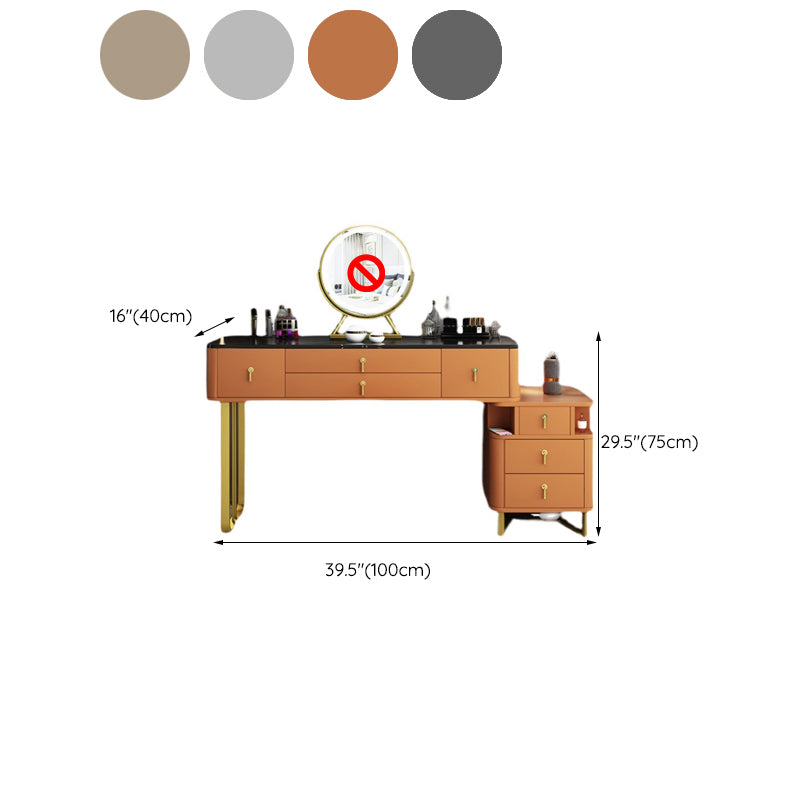 Glam Stone ijdelheidstabellen 15,74 "brede make -uptafel met 7 opbergladen