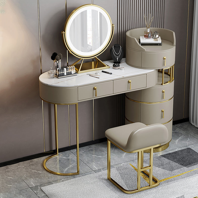 15.74" Wide Vanity Tables Stone Makeup Table with 6 Storage Drawers