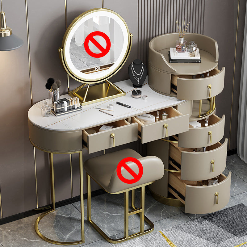 15.74" Wide Vanity Tables Stone Makeup Table with 6 Storage Drawers