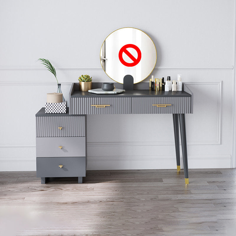 Gray Makeup Table with 5 Storage Drawers 19.68" Wide Vanity Tables Makeup Vanity Clearhalo 'Bedroom Furniture' 'furn' 'furn_makeup_vanities' 'Furniture' 'Makeup Vanities' 'makeup_vanities' 6490615