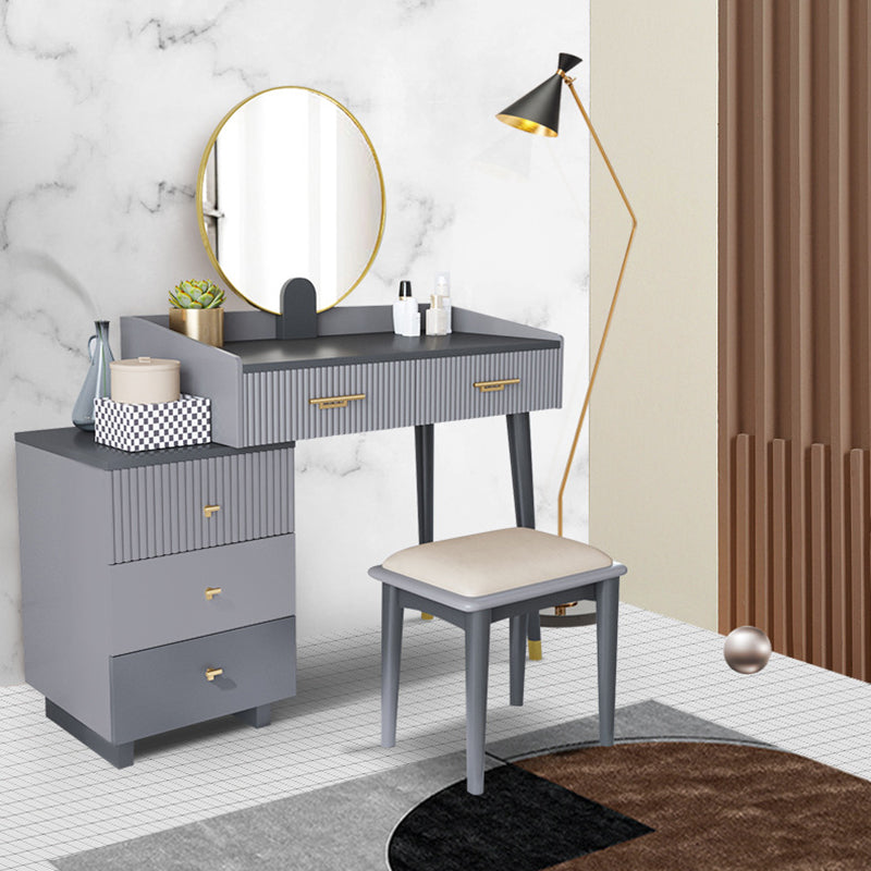 Gray Makeup Table with 5 Storage Drawers 19.68" Wide Vanity Tables Clearhalo 'Bedroom Furniture' 'furn' 'furn_makeup_vanities' 'Furniture' 'Makeup Vanities' 'makeup_vanities' 6490617
