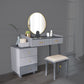 Gray Makeup Table with 5 Storage Drawers 19.68" Wide Vanity Tables Clearhalo 'Bedroom Furniture' 'furn' 'furn_makeup_vanities' 'Furniture' 'Makeup Vanities' 'makeup_vanities' 6490618