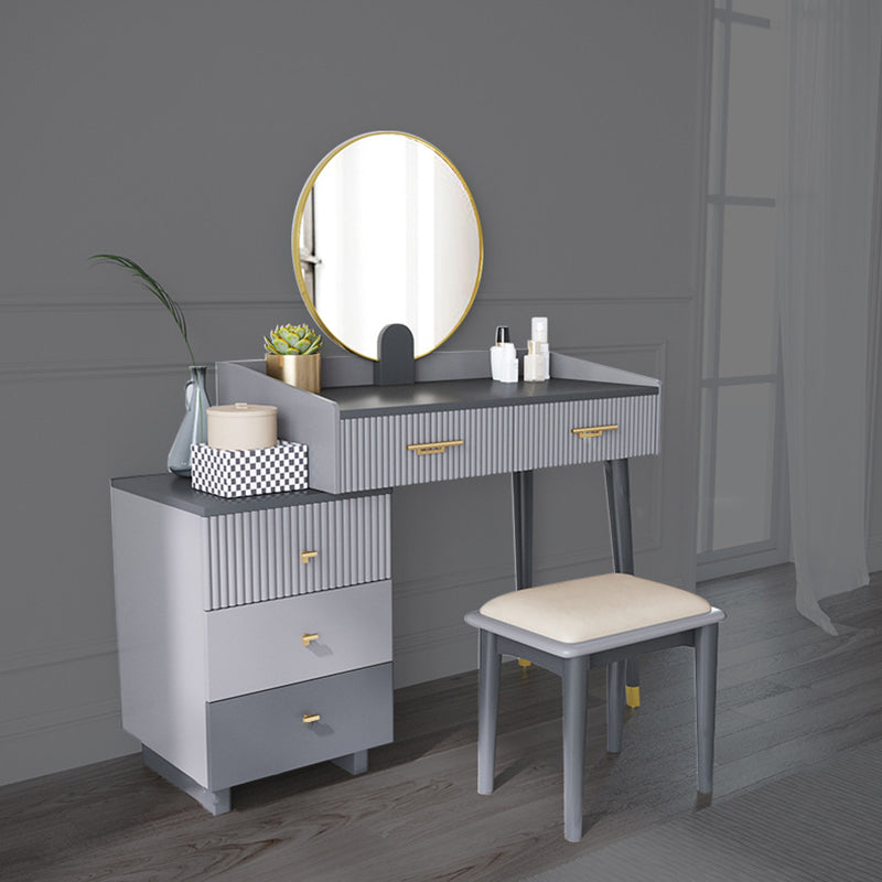 Gray Makeup Table with 5 Storage Drawers 19.68" Wide Vanity Tables Clearhalo 'Bedroom Furniture' 'furn' 'furn_makeup_vanities' 'Furniture' 'Makeup Vanities' 'makeup_vanities' 6490618