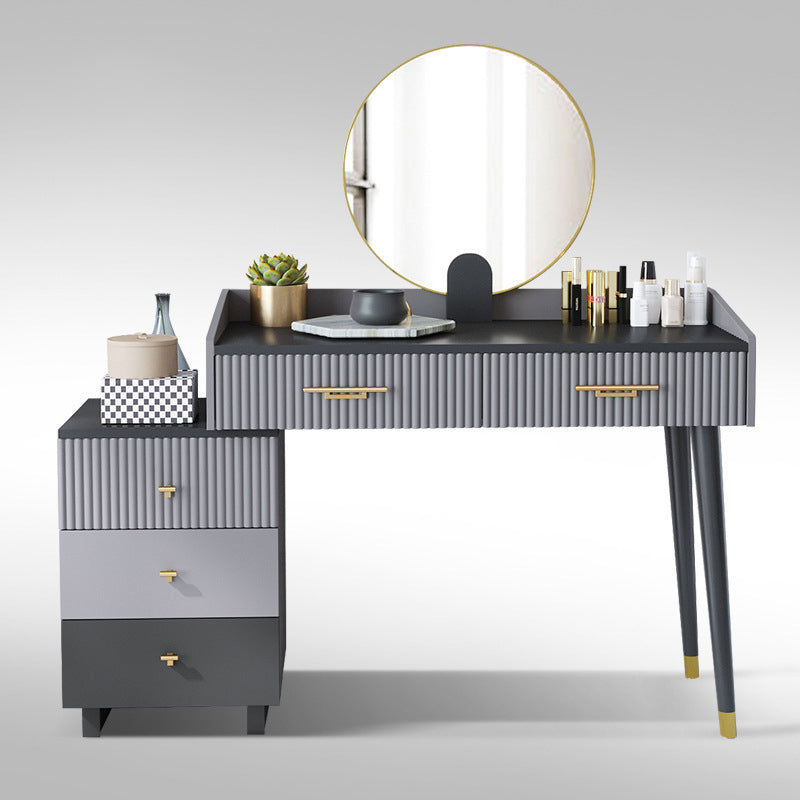 Gray Makeup Table with 5 Storage Drawers 19.68" Wide Vanity Tables Clearhalo 'Bedroom Furniture' 'furn' 'furn_makeup_vanities' 'Furniture' 'Makeup Vanities' 'makeup_vanities' 6490620
