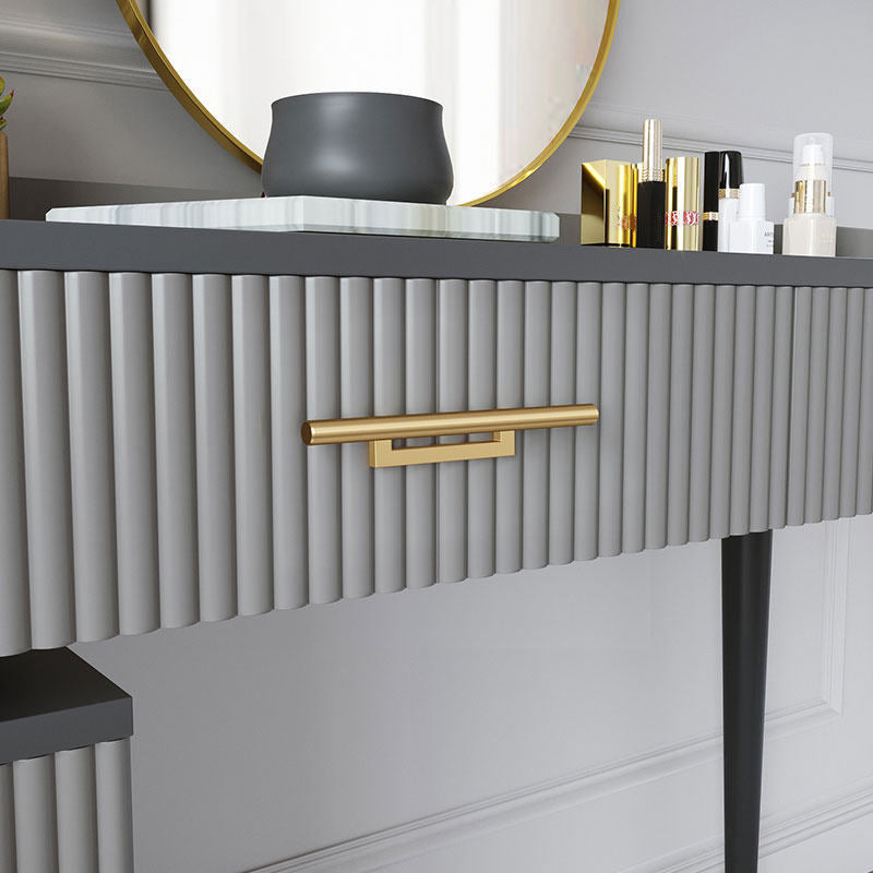 Gray Makeup Table with 5 Storage Drawers 19.68" Wide Vanity Tables Clearhalo 'Bedroom Furniture' 'furn' 'furn_makeup_vanities' 'Furniture' 'Makeup Vanities' 'makeup_vanities' 6490622