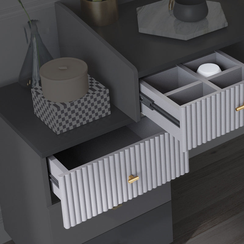 Gray Makeup Table with 5 Storage Drawers 19.68" Wide Vanity Tables Clearhalo 'Bedroom Furniture' 'furn' 'furn_makeup_vanities' 'Furniture' 'Makeup Vanities' 'makeup_vanities' 6490625