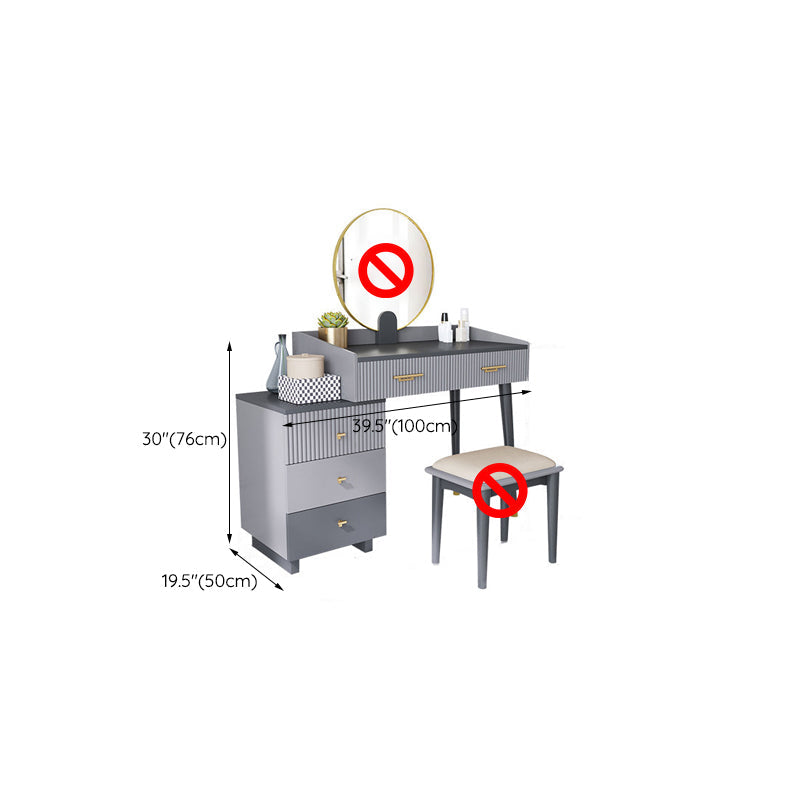 Gray Makeup Table with 5 Storage Drawers 19.68" Wide Vanity Tables Clearhalo 'Bedroom Furniture' 'furn' 'furn_makeup_vanities' 'Furniture' 'Makeup Vanities' 'makeup_vanities' 6490627