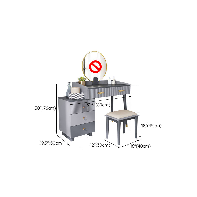 Gray Makeup Table with 5 Storage Drawers 19.68" Wide Vanity Tables Clearhalo 'Bedroom Furniture' 'furn' 'furn_makeup_vanities' 'Furniture' 'Makeup Vanities' 'makeup_vanities' 6490628