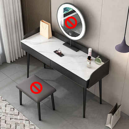 Table de maquillage noir avec 2 tiroirs de 17,7 "tables de vanité en bois de large