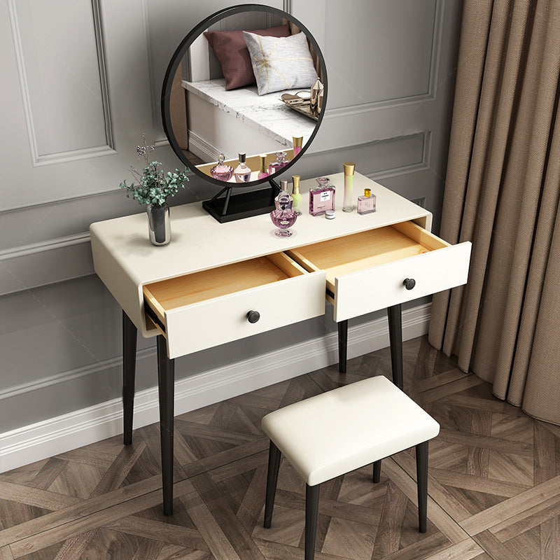 Wood White Makeup Table with 2 Drawers 15.74" Wide Vanity Tables for Bedroom Clearhalo 'Bedroom Furniture' 'furn' 'furn_makeup_vanities' 'Furniture' 'Makeup Vanities' 'makeup_vanities' 6490659