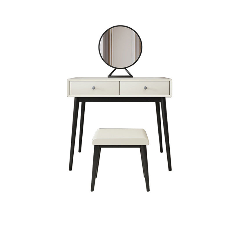 Wood White Makeup Table with 2 Drawers 15.74" Wide Vanity Tables for Bedroom Makeup Vanity & Mirror & Stools Clearhalo 'Bedroom Furniture' 'furn' 'furn_makeup_vanities' 'Furniture' 'Makeup Vanities' 'makeup_vanities' 6490660