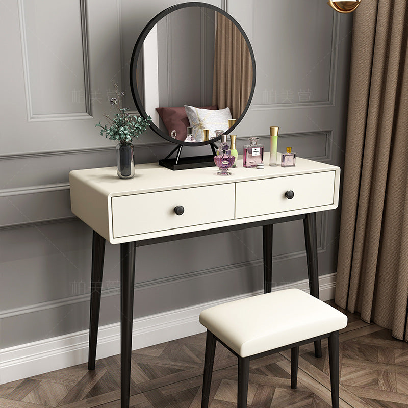 Wood White Makeup Table with 2 Drawers 15.74" Wide Vanity Tables for Bedroom Clearhalo 'Bedroom Furniture' 'furn' 'furn_makeup_vanities' 'Furniture' 'Makeup Vanities' 'makeup_vanities' 6490662