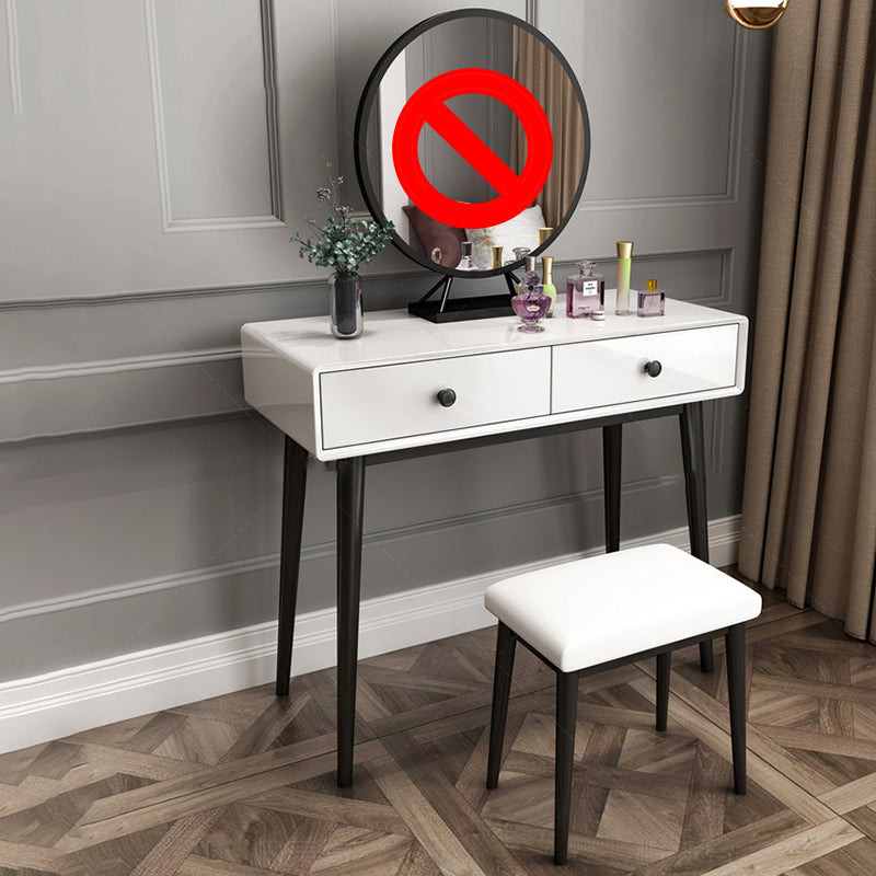 Wood White Makeup Table with 2 Drawers 15.74" Wide Vanity Tables for Bedroom Makeup Vanity & Stools Clearhalo 'Bedroom Furniture' 'furn' 'furn_makeup_vanities' 'Furniture' 'Makeup Vanities' 'makeup_vanities' 6490666
