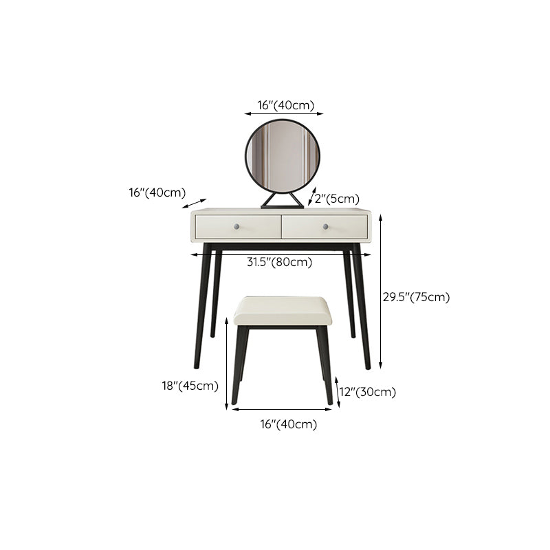 Wood White Makeup Table with 2 Drawers 15.74" Wide Vanity Tables for Bedroom Clearhalo 'Bedroom Furniture' 'furn' 'furn_makeup_vanities' 'Furniture' 'Makeup Vanities' 'makeup_vanities' 6490674
