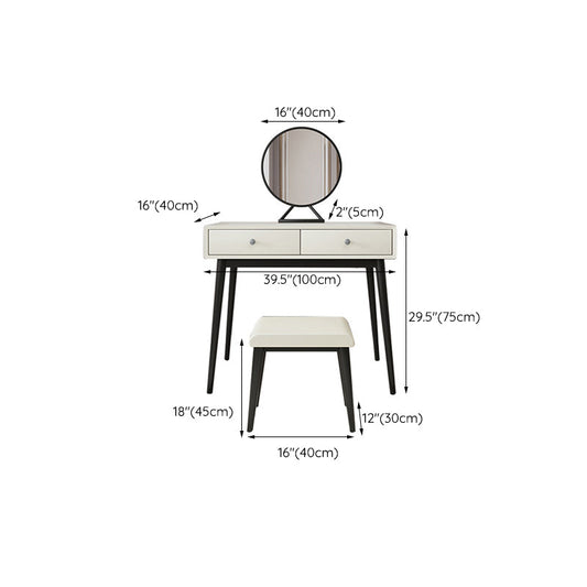 Wood White Makeup Table with 2 Drawers 15.74" Wide Vanity Tables for Bedroom Clearhalo 'Bedroom Furniture' 'furn' 'furn_makeup_vanities' 'Furniture' 'Makeup Vanities' 'makeup_vanities' 6490675