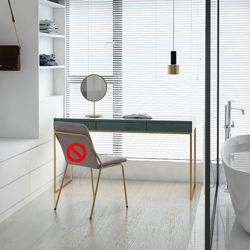 Glam Wood Make-up Vanity 17.71" Wide Vanity Tables with Storage Drawers, Green Makeup Vanity 47"L x 18"W x 30"H Clearhalo 'Bedroom Furniture' 'furn' 'furn_makeup_vanities' 'Furniture' 'Makeup Vanities' 'makeup_vanities' 6490677