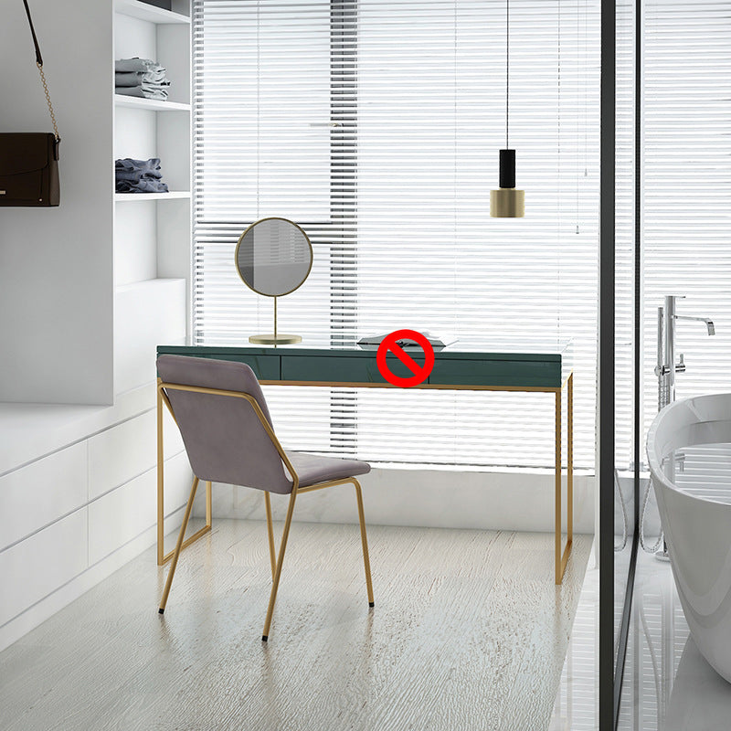 Glam Wood Make-up Vanity 17.71" Wide Vanity Tables with Storage Drawers, Green Vanity Stool None Clearhalo 'Bedroom Furniture' 'furn' 'furn_makeup_vanities' 'Furniture' 'Makeup Vanities' 'makeup_vanities' 6490678