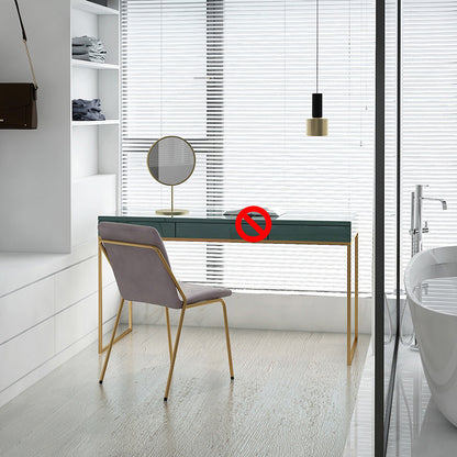 Glam Wood Make-up Vanity 17.71" Wide Vanity Tables with Storage Drawers, Green Vanity Stool None Clearhalo 'Bedroom Furniture' 'furn' 'furn_makeup_vanities' 'Furniture' 'Makeup Vanities' 'makeup_vanities' 6490678