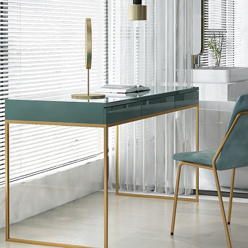 Glam Wood Make-up Vanity 17.71" Wide Vanity Tables with Storage Drawers, Green Clearhalo 'Bedroom Furniture' 'furn' 'furn_makeup_vanities' 'Furniture' 'Makeup Vanities' 'makeup_vanities' 6490679