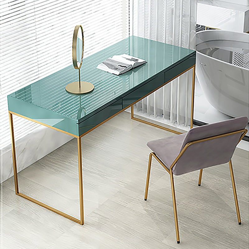 Glam Wood Make-up Vanity 17.71" Wide Vanity Tables with Storage Drawers, Green Clearhalo 'Bedroom Furniture' 'furn' 'furn_makeup_vanities' 'Furniture' 'Makeup Vanities' 'makeup_vanities' 6490680