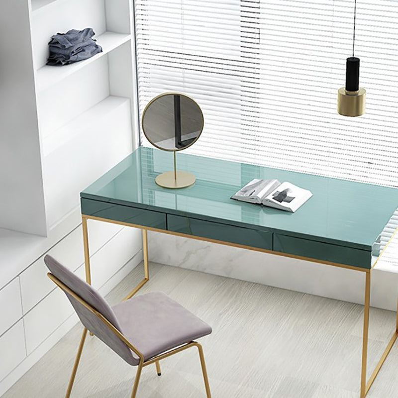 Glam Wood Make-up Vanity 17.71" Wide Vanity Tables with Storage Drawers, Green Clearhalo 'Bedroom Furniture' 'furn' 'furn_makeup_vanities' 'Furniture' 'Makeup Vanities' 'makeup_vanities' 6490683