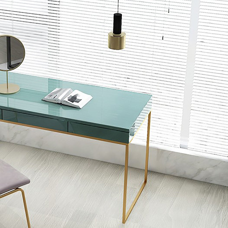 Glam Wood Make-up Vanity 17.71" Wide Vanity Tables with Storage Drawers, Green Clearhalo 'Bedroom Furniture' 'furn' 'furn_makeup_vanities' 'Furniture' 'Makeup Vanities' 'makeup_vanities' 6490684