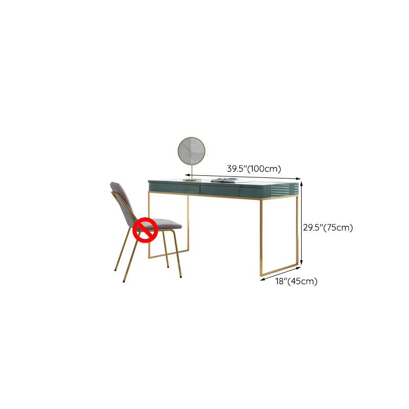 Glam Wood Make-up Vanity 17.71" Wide Vanity Tables with Storage Drawers, Green Clearhalo 'Bedroom Furniture' 'furn' 'furn_makeup_vanities' 'Furniture' 'Makeup Vanities' 'makeup_vanities' 6490687