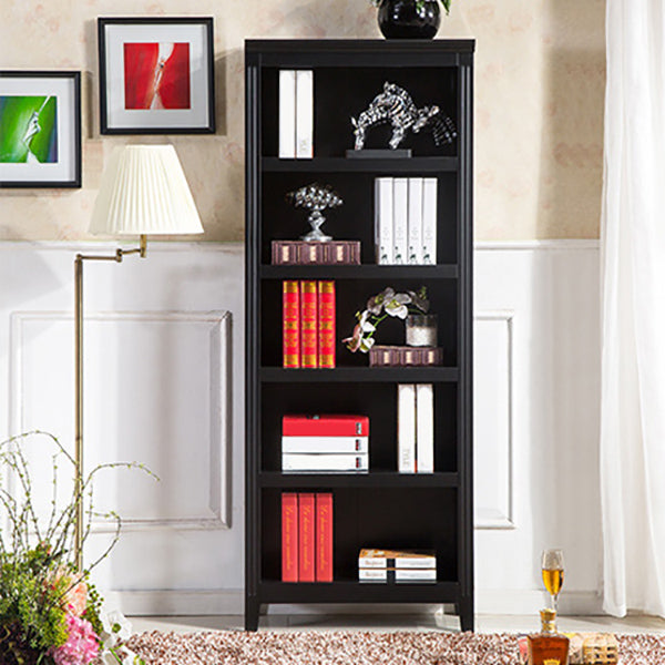 Mid-Century Modern 5 Tier Chest 72" Tall Solid Wood Storage Chest 28"L x 14"W x 72"H Black Clearhalo 'Cabinets & Chests' 'cabinets_chests' 'furn' 'furn_cabinets_chests' 'Furniture' 'Living Room Furniture' 6490693