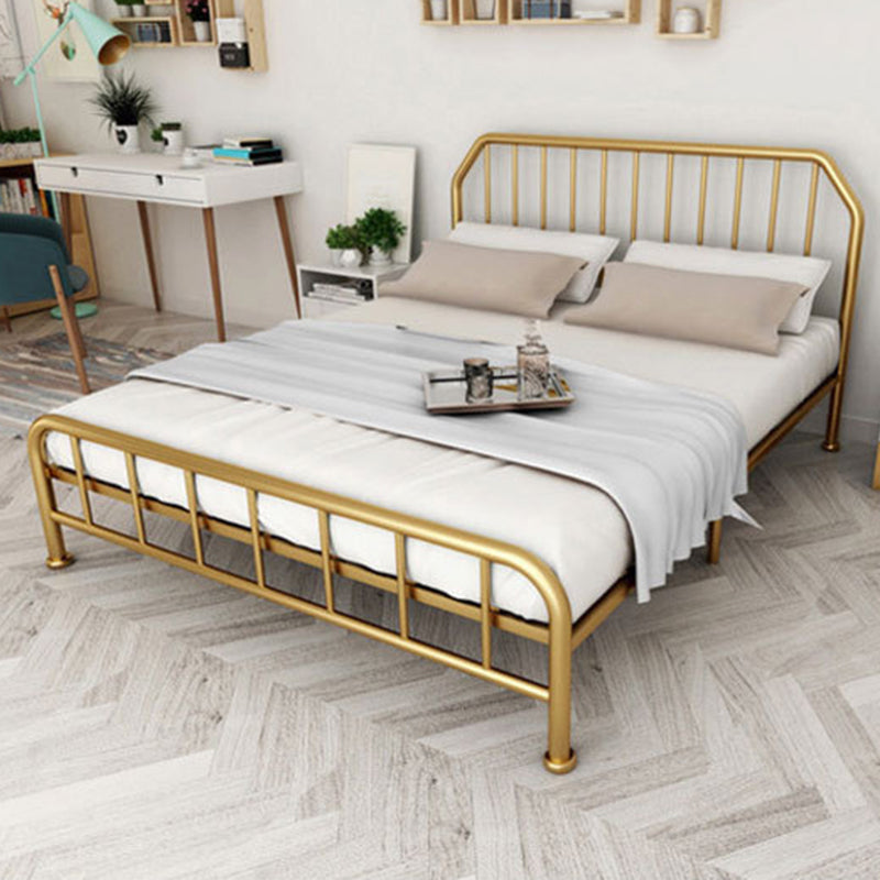 Solid Color Metal Open-Frame Bed Glam Slat Bed with Headboard Gold Clearhalo 'Bedroom Furniture' 'Beds' 'furn' 'furn_beds' 'Furniture' 6490726