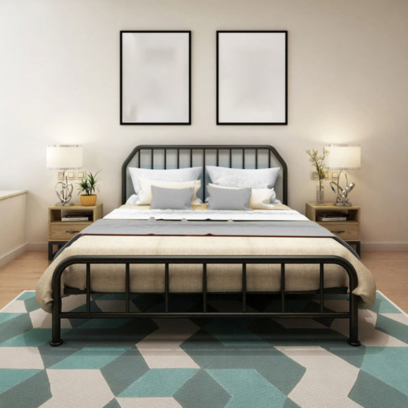 Solid Color Metal Open-Frame Bed Glam Slat Bed with Headboard Black Clearhalo 'Bedroom Furniture' 'Beds' 'furn' 'furn_beds' 'Furniture' 6490727