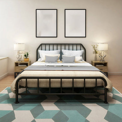 Solid Color Metal Open-Frame Bed Glam Slat Bed with Headboard Black Clearhalo 'Bedroom Furniture' 'Beds' 'furn' 'furn_beds' 'Furniture' 6490727