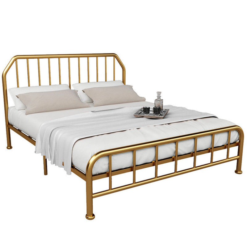Solid Color Metal Open-Frame Bed Glam Slat Bed with Headboard Clearhalo 'Bedroom Furniture' 'Beds' 'furn' 'furn_beds' 'Furniture' 6490729