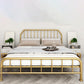Solid Color Metal Open-Frame Bed Glam Slat Bed with Headboard Clearhalo 'Bedroom Furniture' 'Beds' 'furn' 'furn_beds' 'Furniture' 6490732