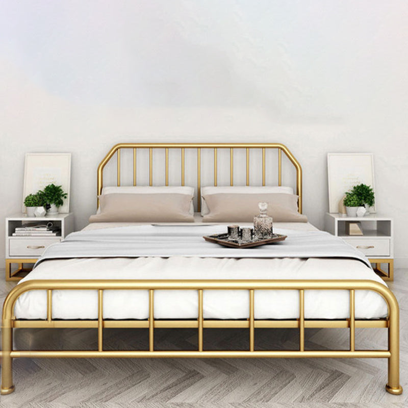 Solid Color Metal Open-Frame Bed Glam Slat Bed with Headboard Clearhalo 'Bedroom Furniture' 'Beds' 'furn' 'furn_beds' 'Furniture' 6490732