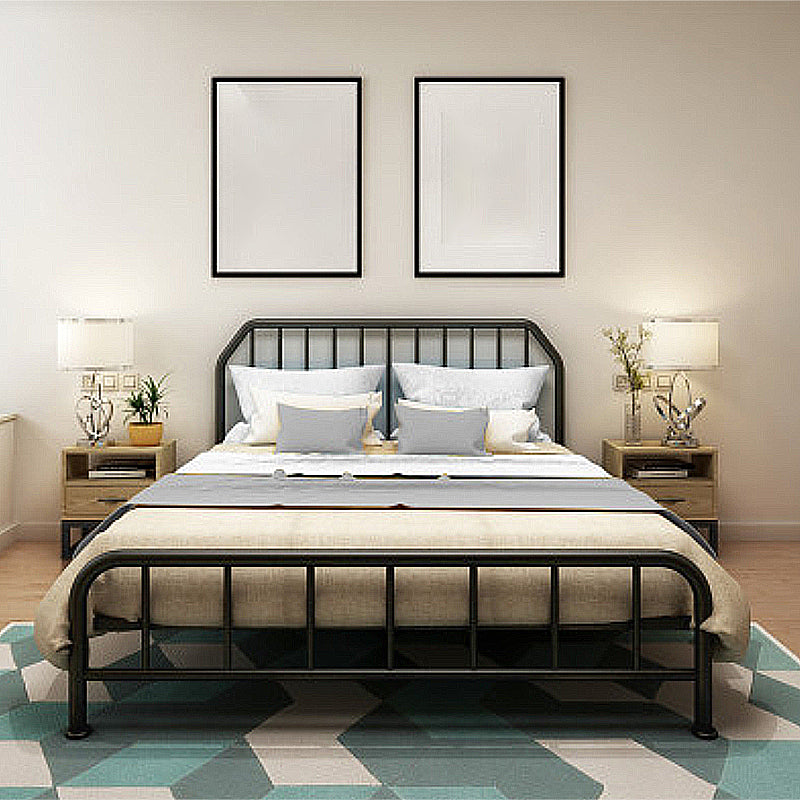 Solid Color Metal Open-Frame Bed Glam Slat Bed with Headboard Clearhalo 'Bedroom Furniture' 'Beds' 'furn' 'furn_beds' 'Furniture' 6490734