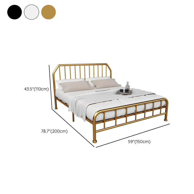 Solid Color Metal Open-Frame Bed Glam Slat Bed with Headboard Clearhalo 'Bedroom Furniture' 'Beds' 'furn' 'furn_beds' 'Furniture' 6490737