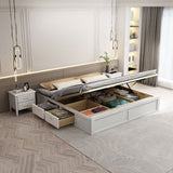 Cama de plataforma de plataforma blanca moderna de mediados de siglo