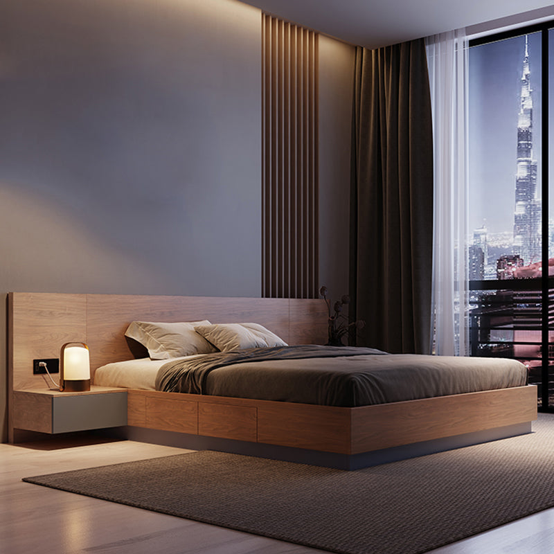 Brown Panel Bed Lift Up Storage Standard Rectangular Panel Bed Clearhalo 'Bedroom Furniture' 'Beds' 'furn' 'furn_beds' 'Furniture' 6490757