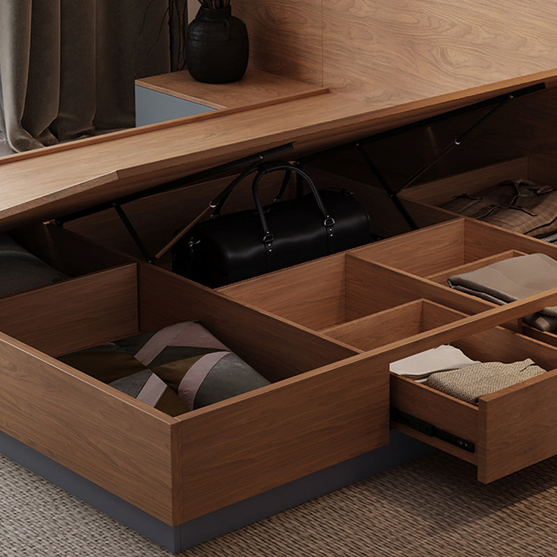 Brown Panel Bed Lift Up Storage Standard Rectangular Panel Bed Clearhalo 'Bedroom Furniture' 'Beds' 'furn' 'furn_beds' 'Furniture' 6490763