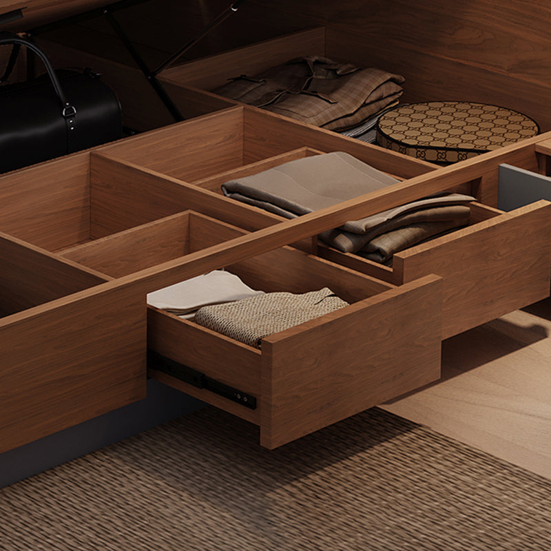 Brown Panel Bed Lift Up Storage Standard Rectangular Panel Bed Clearhalo 'Bedroom Furniture' 'Beds' 'furn' 'furn_beds' 'Furniture' 6490764