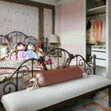 Metal Open-Frame Bed Solid Color Slat Bed with Custom Gold Leg