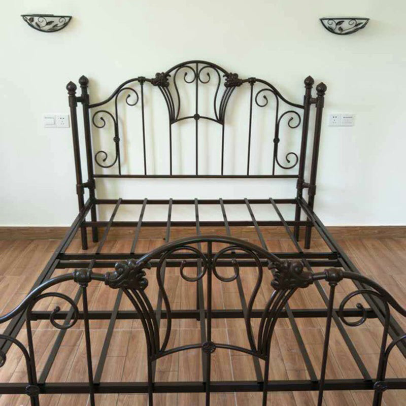 Metal Open-Frame Bed Solid Color Slat Bed with Custom Gold Leg
