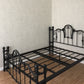 Metal Open-Frame Bed Solid Color Slat Bed with Custom Gold Leg