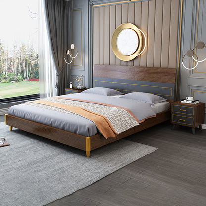 Espresso Panel Bed Mid-Century Modern Standard Bed with Headboard California King Bed & Mattress Clearhalo 'Bedroom Furniture' 'Beds' 'furn' 'furn_beds' 'Furniture' 6490803