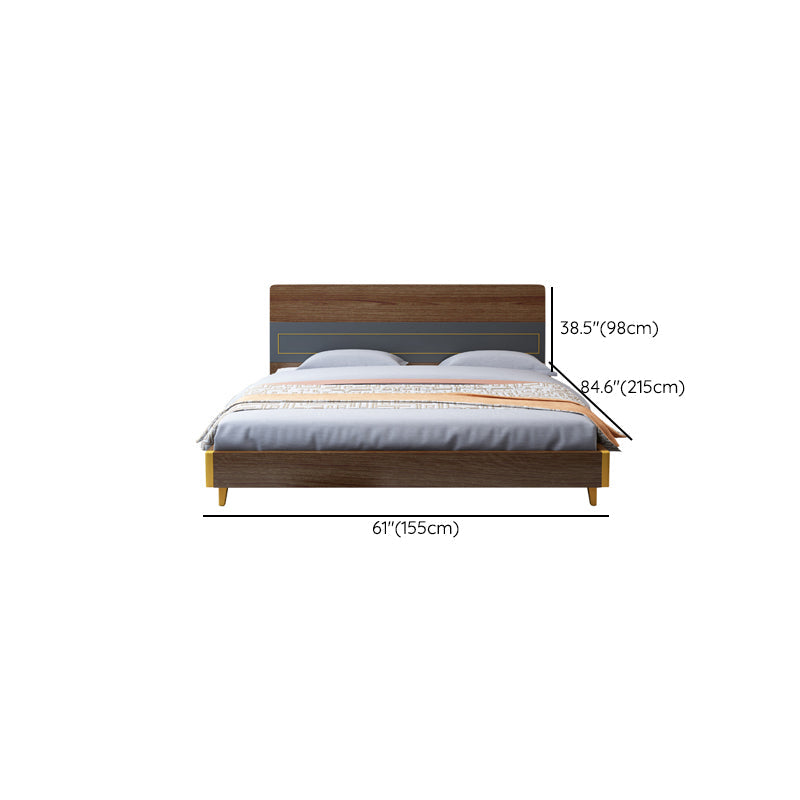 Espresso Panel Bed Mid-Century Modern Standard Bed with Headboard Clearhalo 'Bedroom Furniture' 'Beds' 'furn' 'furn_beds' 'Furniture' 6490811