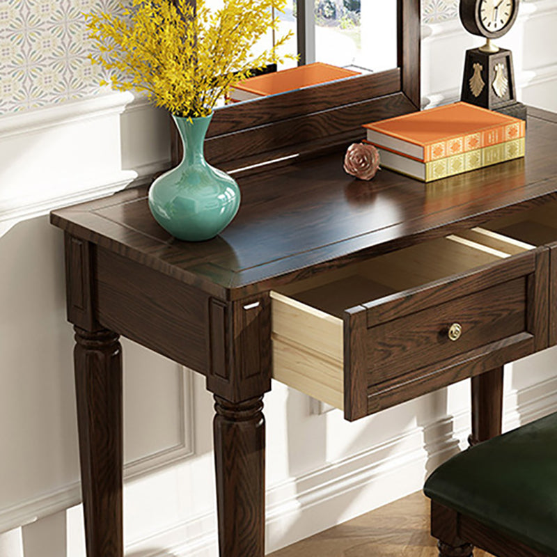 18.50" Wide Solid Wood Vanity Set with Mirror and Drawer Traditional Make-up Vanity