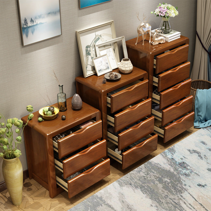 Mid-Century Modern Accent Chest with Drawers in Brown Rubberwood Clearhalo 'Cabinets & Chests' 'cabinets_chests' 'furn' 'furn_cabinets_chests' 'Furniture' 'Living Room Furniture' 6490851