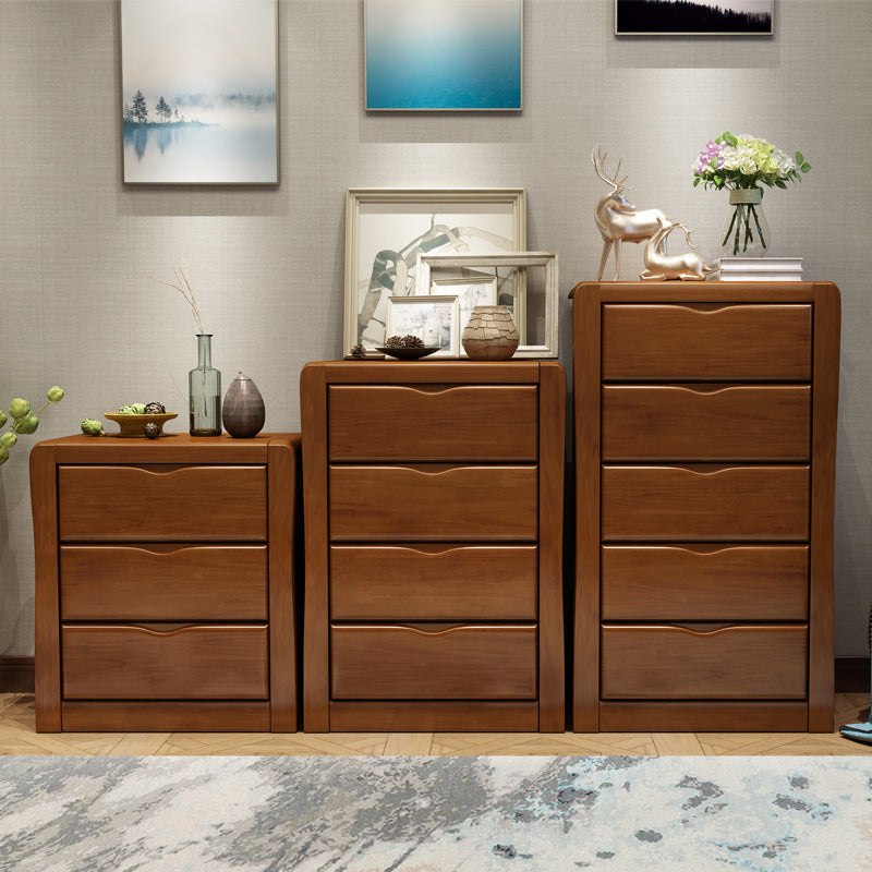 Mid-Century Modern Accent Chest with Drawers in Brown Rubberwood Clearhalo 'Cabinets & Chests' 'cabinets_chests' 'furn' 'furn_cabinets_chests' 'Furniture' 'Living Room Furniture' 6490852
