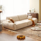 Beige Flared Arm Sofa Faux Leather Seating with Pillows for Living Room